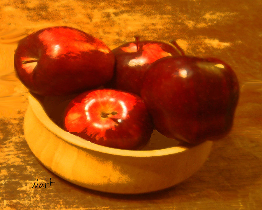 Apples in a Bowl Digital Art by Walter Chamberlain