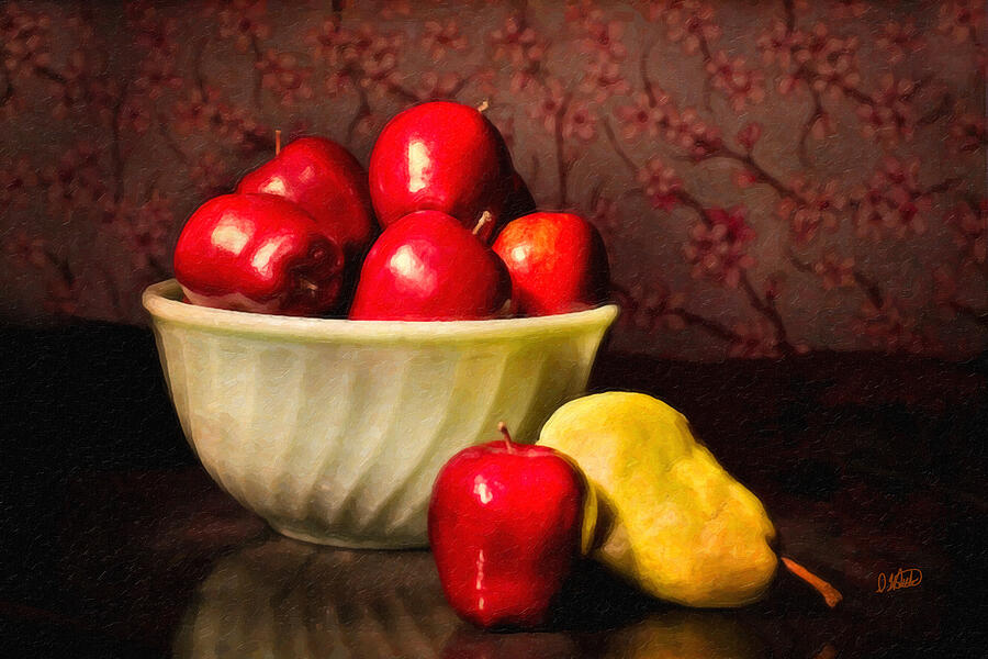 Apples in Bowl With Pear Painting by Dean Wittle