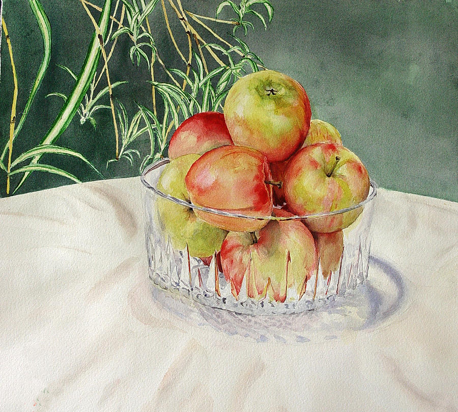 Still Life Painting - Apples in Crystal Bowl by Mark McKain