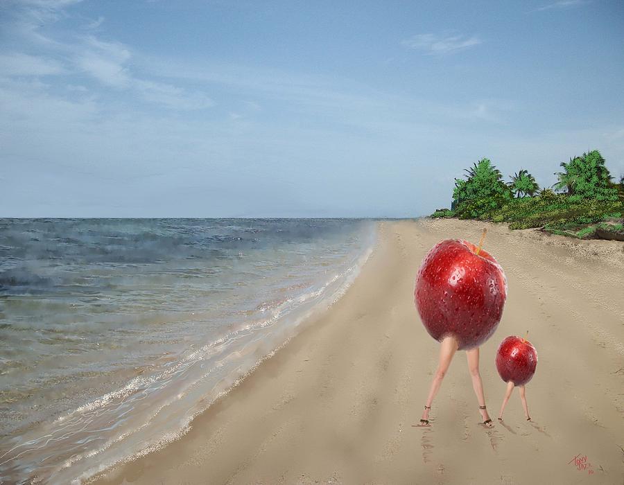 Apples On The Beach Digital Art by Tony Rodriguez