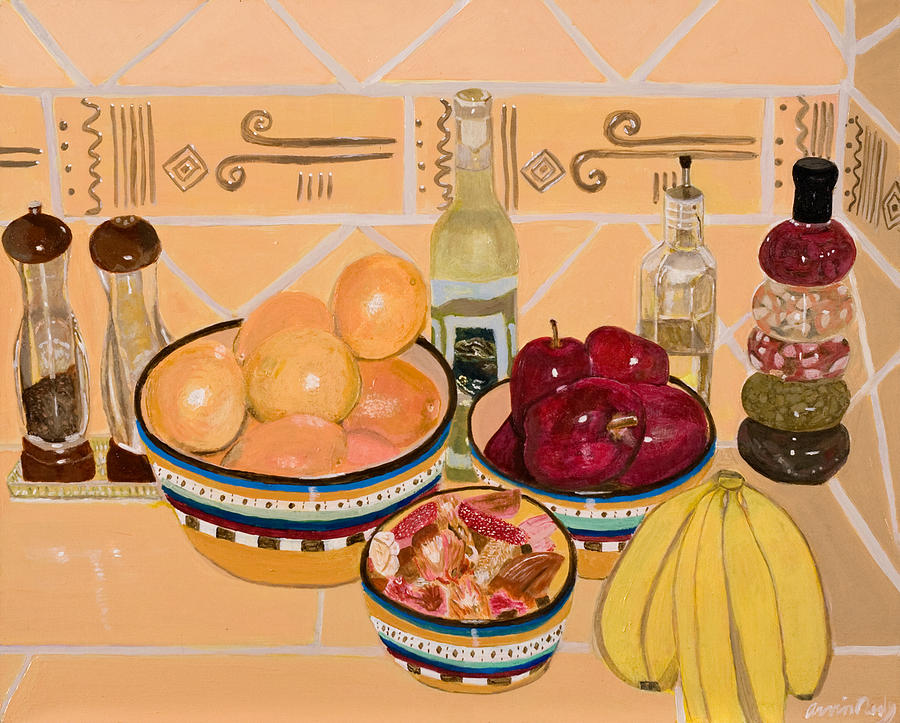 Still Life Painting - Apples Oranges And Bananas by Arvin Nealy