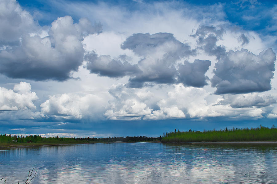 Approaching Rain- Dark Clouds over the Tanana Photograph by Cathy Mahnke