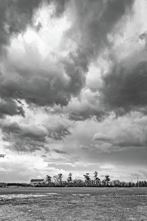 Approaching Spring Thunderstorm 3 bw Photograph by Steve Harrington