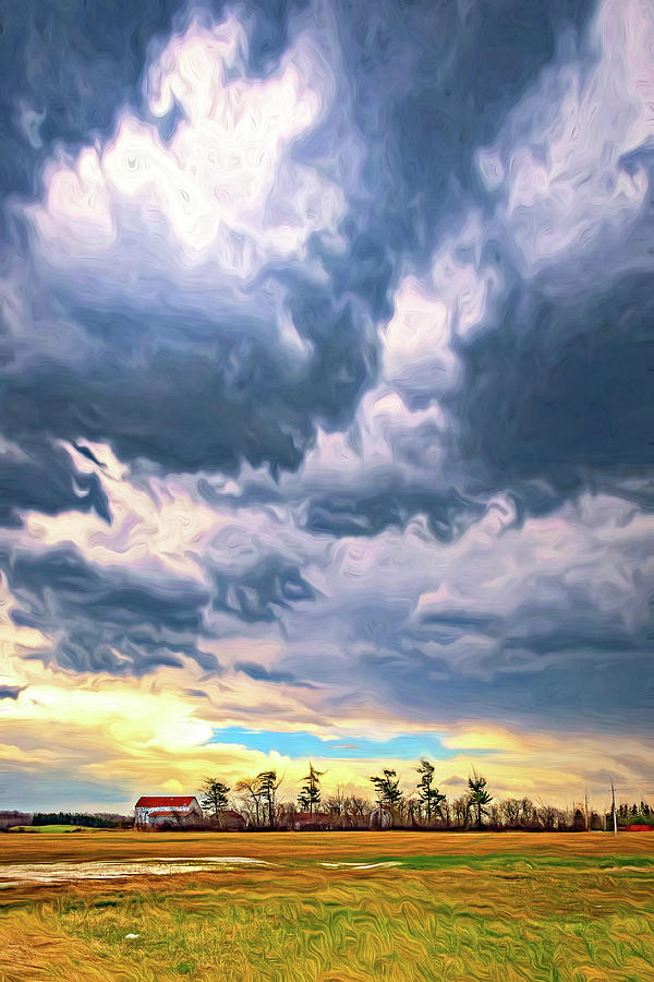 Approaching Spring Thunderstorm 3 - Paint Photograph by Steve Harrington