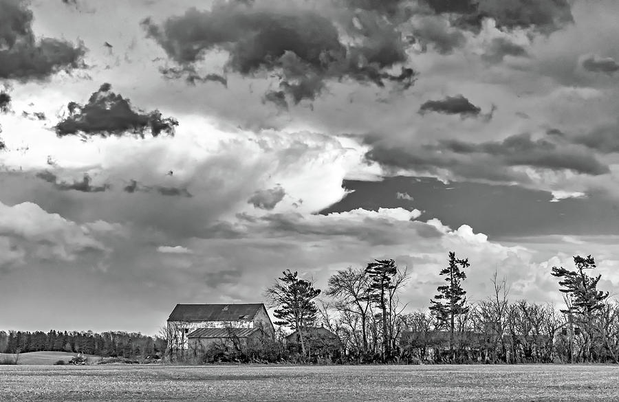 Nature Photograph - Approaching Spring Thunderstorm 4 bw by Steve Harrington