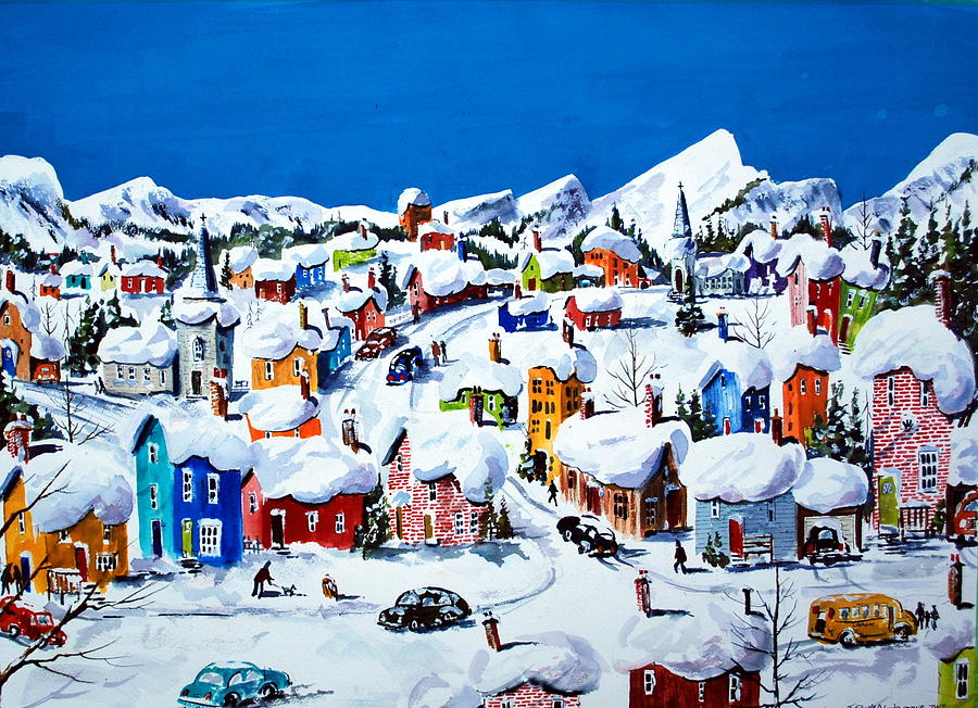 Apres Niege Ste-Adele -Quebec Painting by Wilfred McOstrich