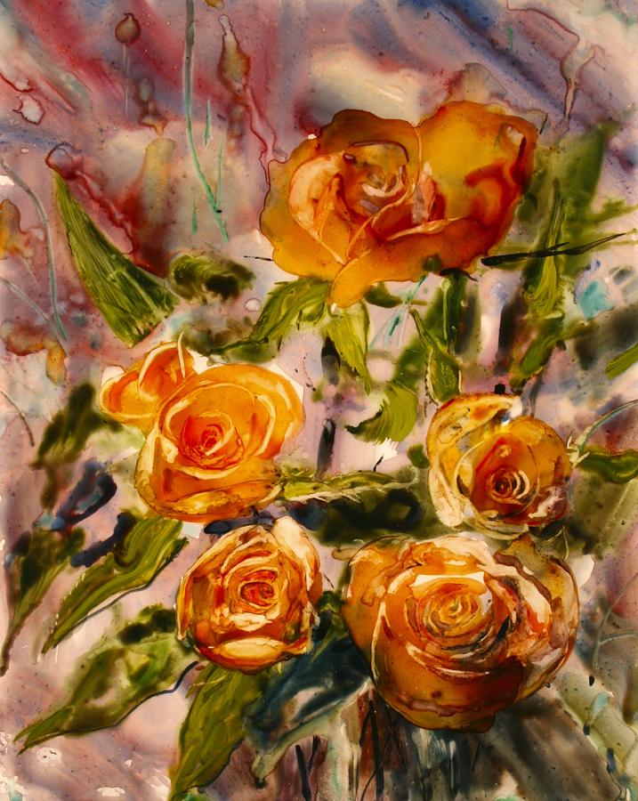 Apricot Roses Painting