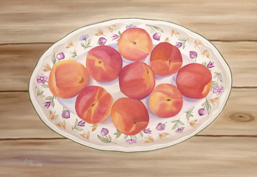 Still Life Painting - Apricots by Angeles M Pomata