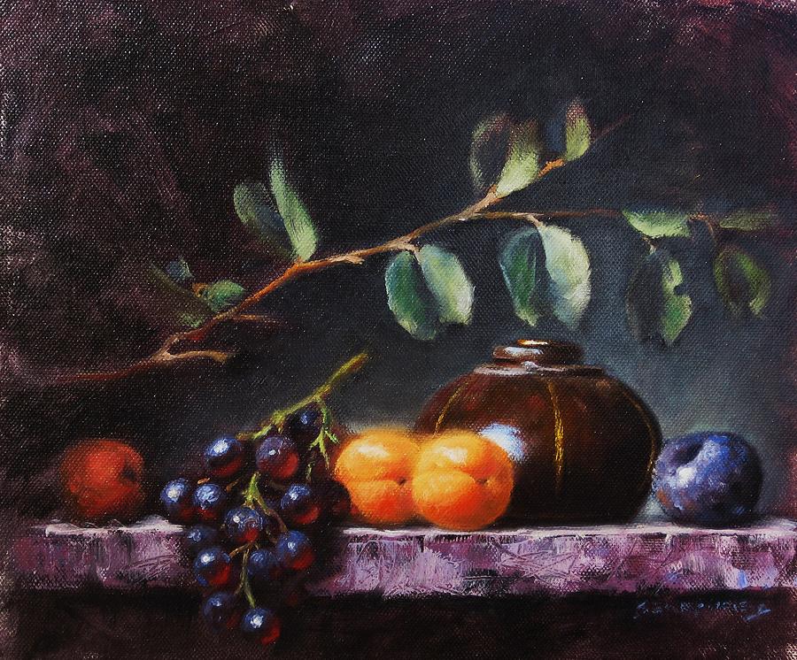 Still Life Painting - Apricots by Howard Searchfield