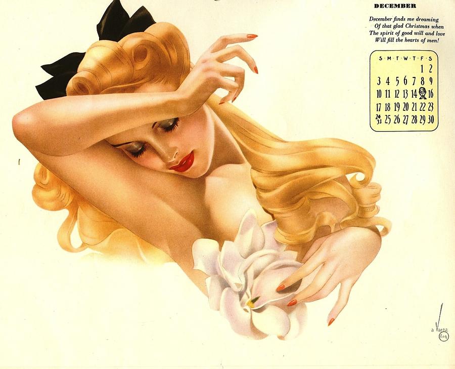 Pack Prototype Card 1945 Pinup Girls Series 2 Calendar Dec ALBERTO VARGAS 