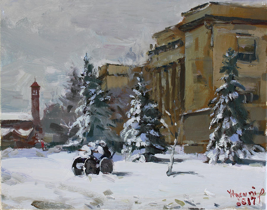 Winter Painting - April Snow by the NACC by Ylli Haruni