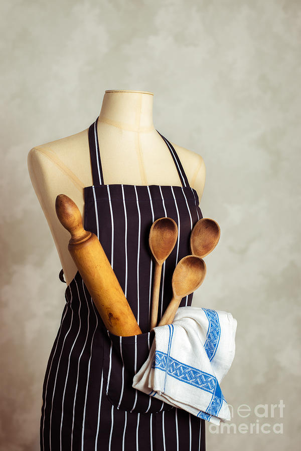 Vintage Photograph - Apron With Utensils by Amanda Elwell