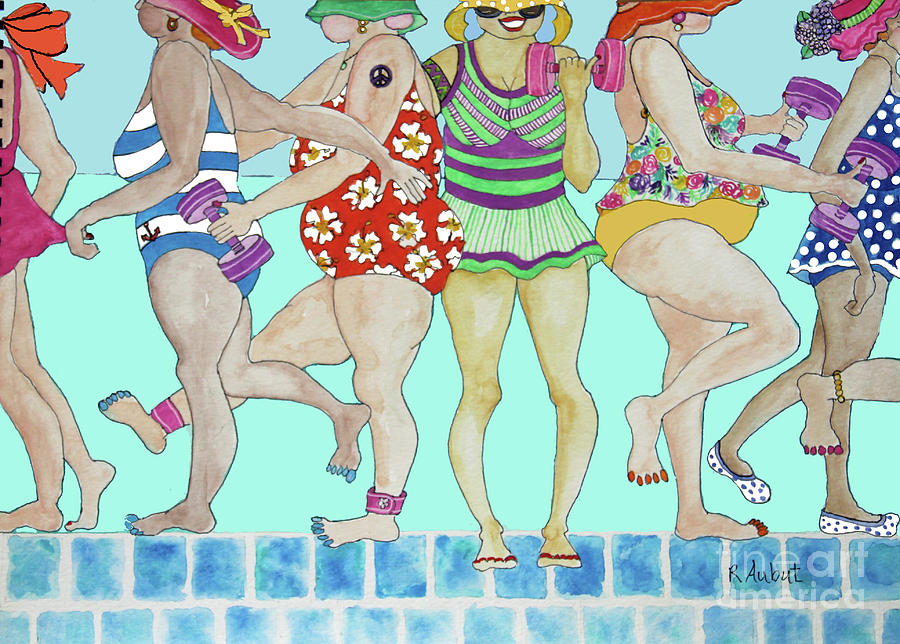 Aqua Babes Painting by Rosemary Aubut