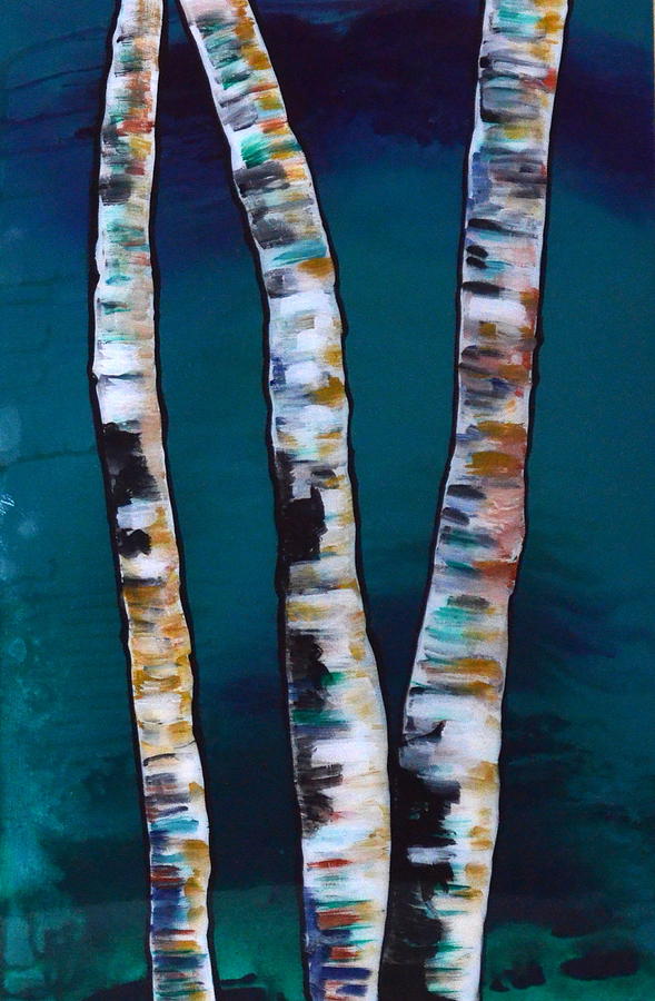 Aqua Birch resin Painting by Heather Lovat-Fraser