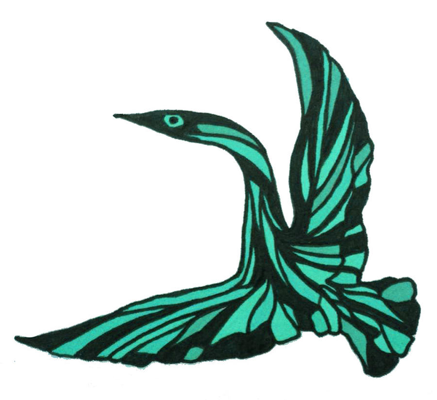 Birds Drawing - Aqua Bird by Baya Clare Birds Drawing - Aqua Bird by Baya Clare