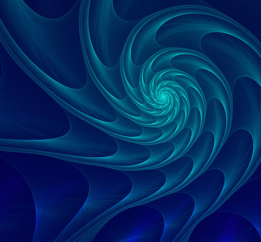 Shell Digital Art - Aqua Blue Nautilus Sea Shell by Anna Bliokh