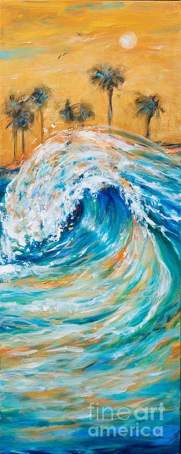 Aqua Breaker Painting by Linda Olsen