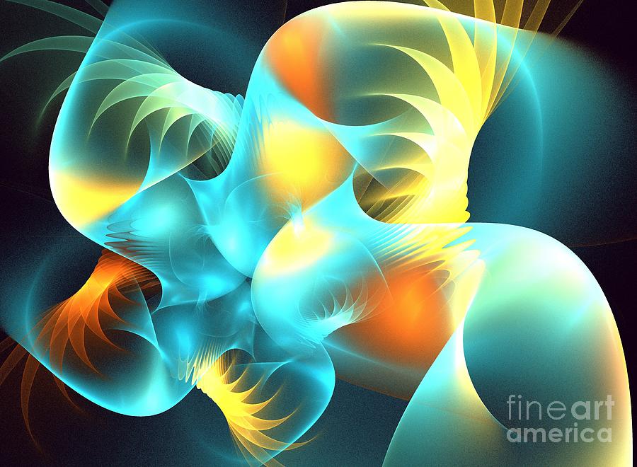 Abstract Digital Art - Aqua Coral by Kim Sy Ok