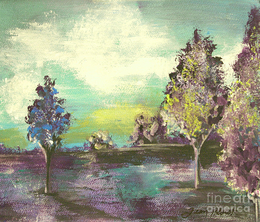 Aqua Dream Landscape Painting by Jean Plout