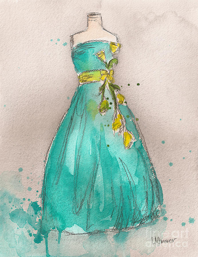 Aqua Dress Painting by Lauren Maurer