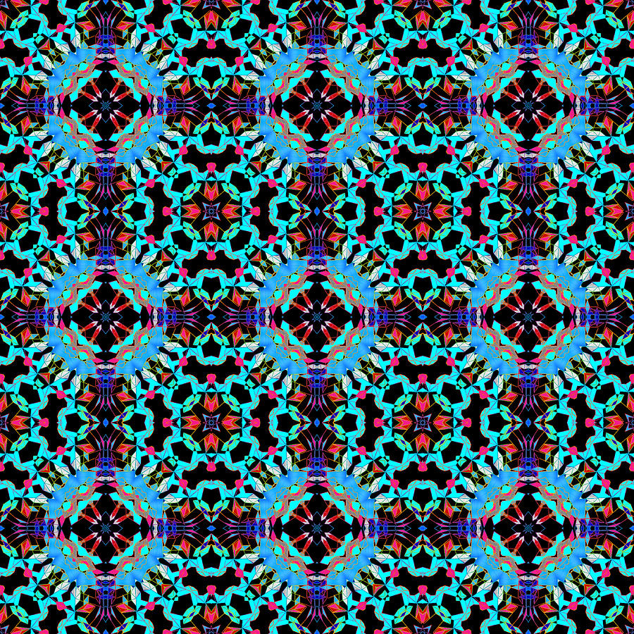Aqua Geometric Mandala Digital Art by Becky Herrera
