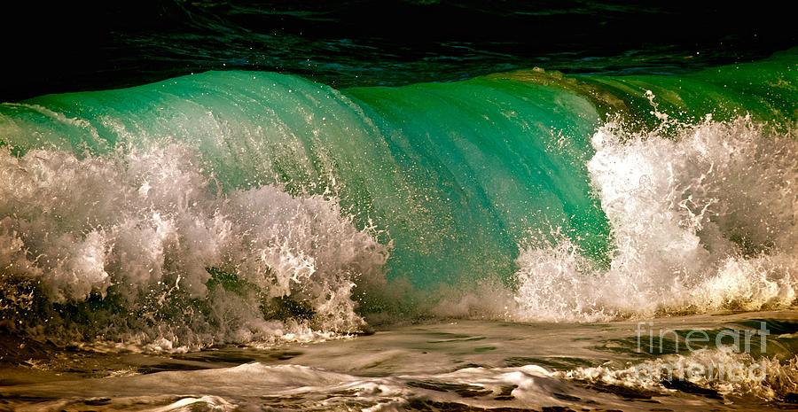 Beach Photograph - Aqua Green Wave by Debra Banks