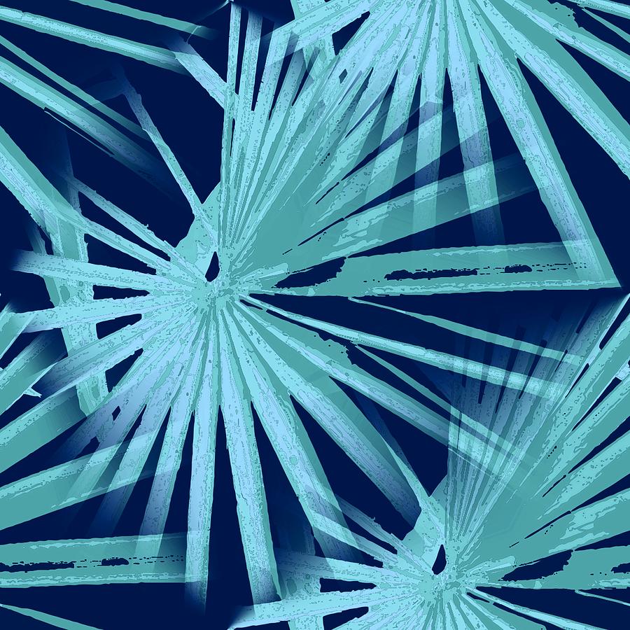 Aqua on Blue Tropical Vibes Beach Palmtree Vector Digital Art by Taiche Acrylic Art