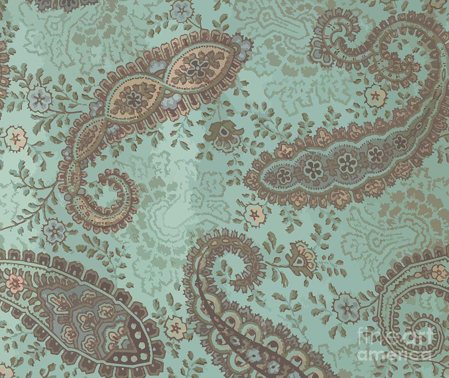 Paisley Painting - Aqua Paisley by Mindy Sommers