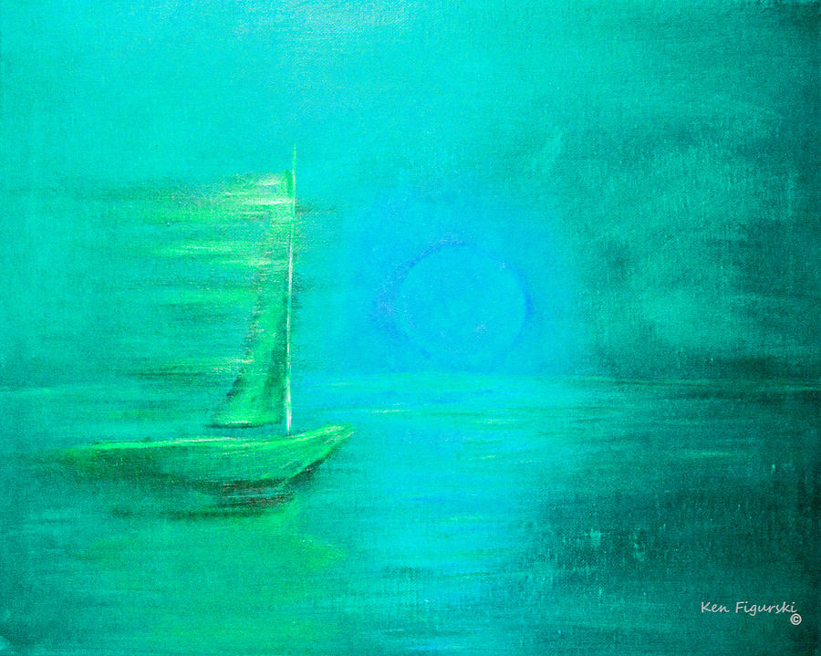 Aqua Sail Painting by Ken Figurski