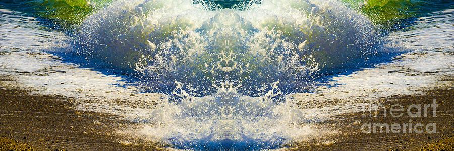 Abstract Digital Art - Aqua Splash Mirrored by Wendy Wilton