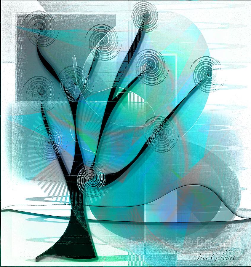 Aqua Tree Digital Art by Iris Gelbart