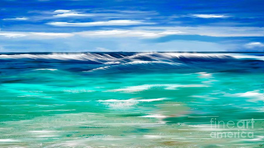 Aqua waves Digital Art by Anthony Fishburne