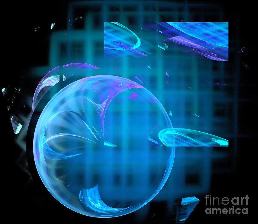 Abstract Digital Art - Aqua Windows  by Kim Sy Ok