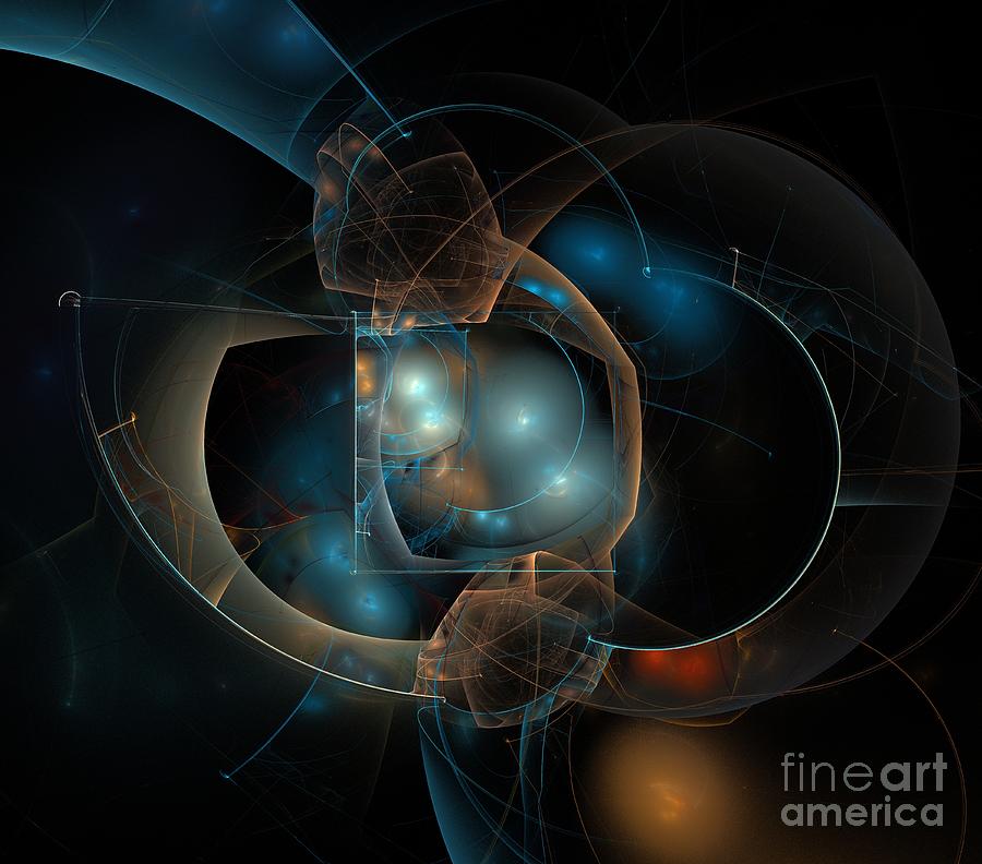 Abstract Digital Art - Aqua Wormholes by Kim Sy Ok