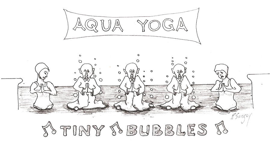 Aqua Yoga Drawing by R  Allen Swezey