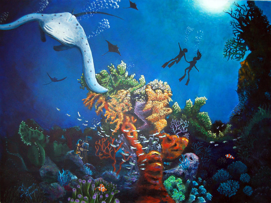 Fish Painting - Aqualove by Blima Efraim