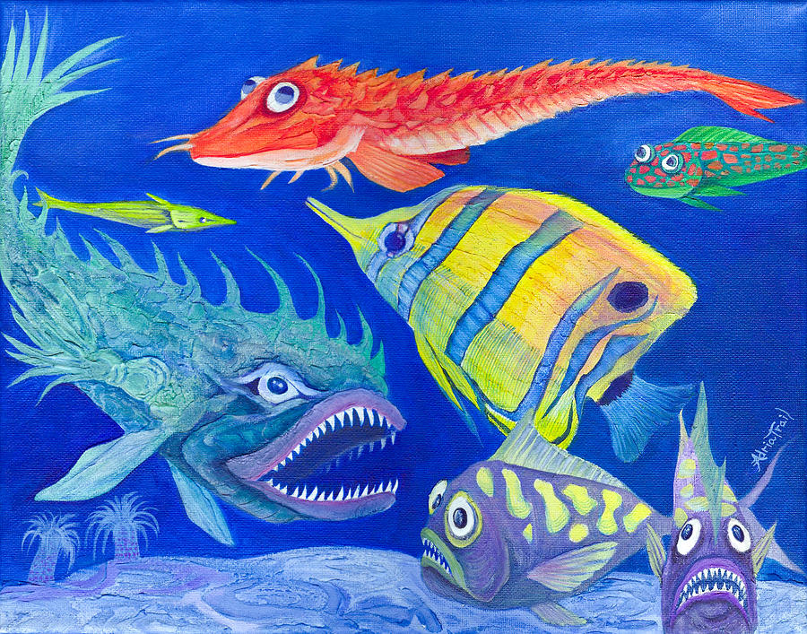 Aquarium 1 Painting by Adria Trail