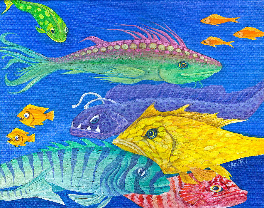 Aquarium 2 Painting by Adria Trail