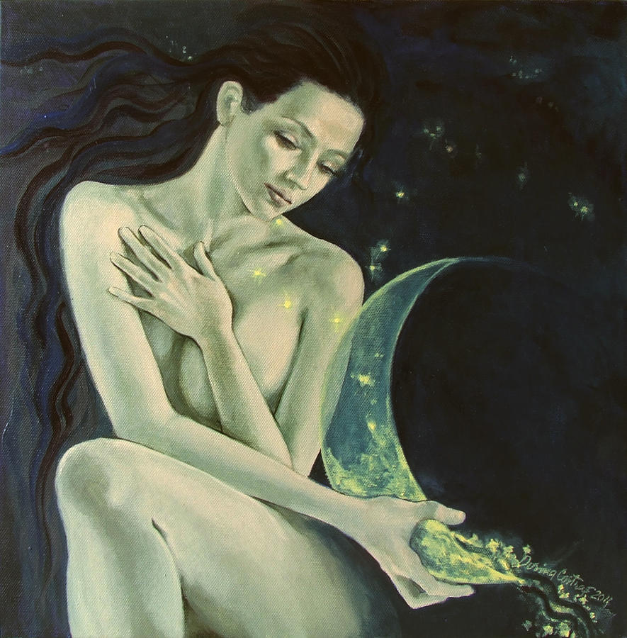 Fantasy Painting - Aquarius from  Zodiac signs series by Dorina  Costras