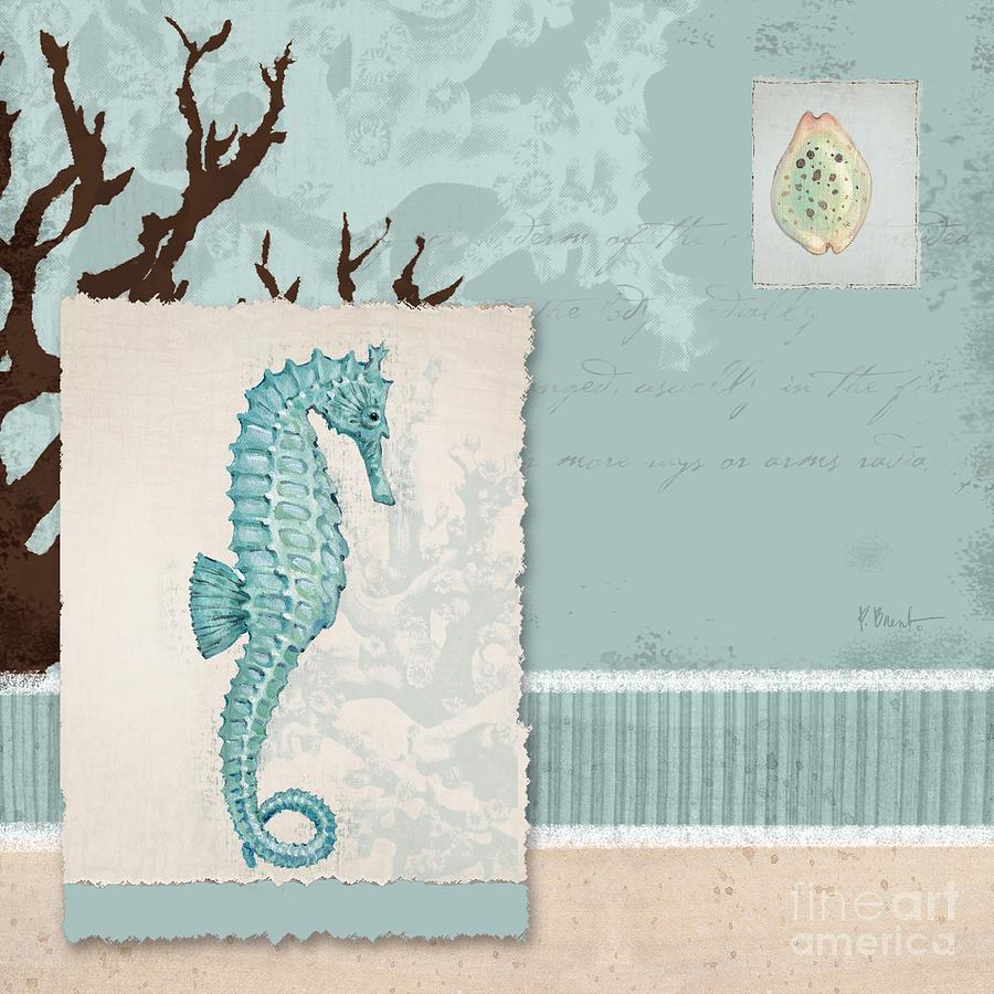 Seahorse Painting - Aquarius I Blue Square by Paul Brent