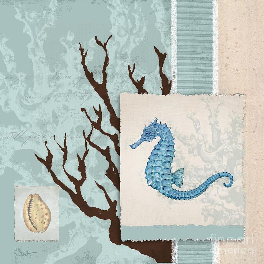 Seahorse Painting - Aquarius II - Blue by Paul Brent