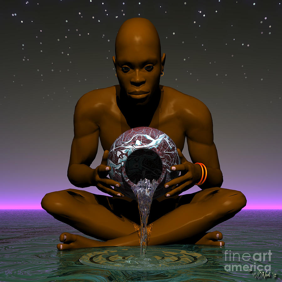 Nude Digital Art - Aquarius, The Water Bearer by Walter Neal
