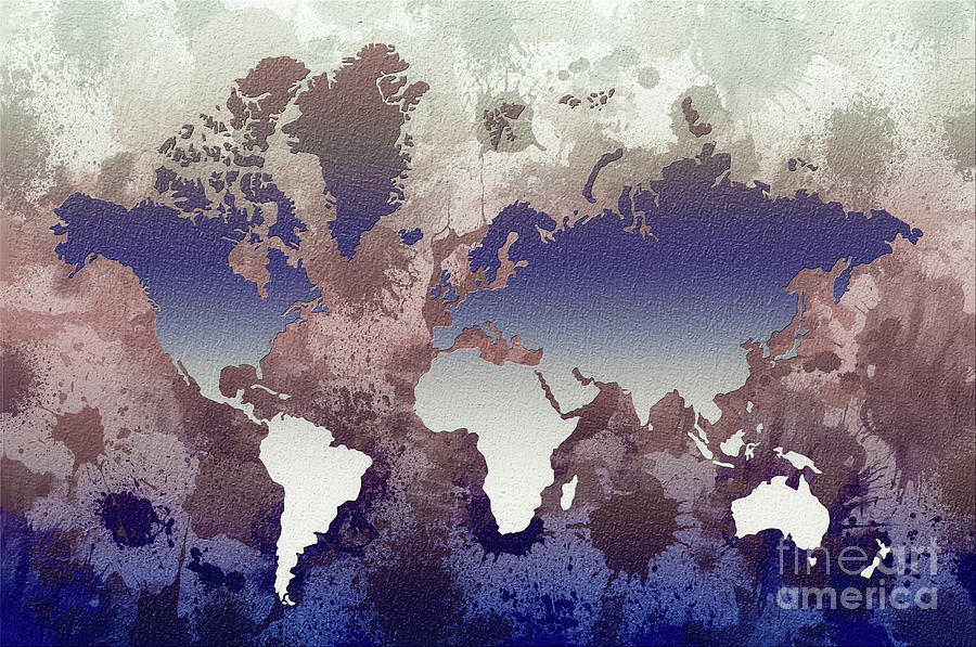 Aquatic World Map Digital Art by Zaira Dzhaubaeva