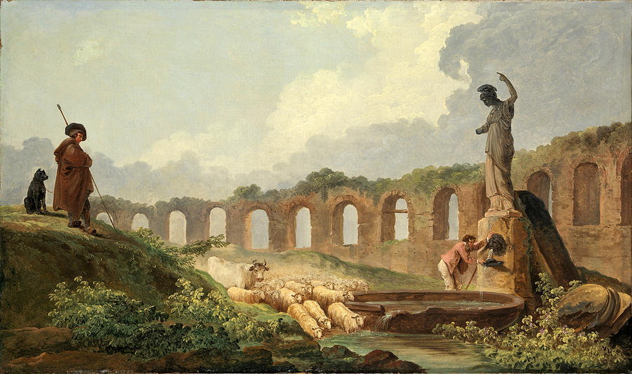 Aqueduct in Ruins Painting by Hubert Robert