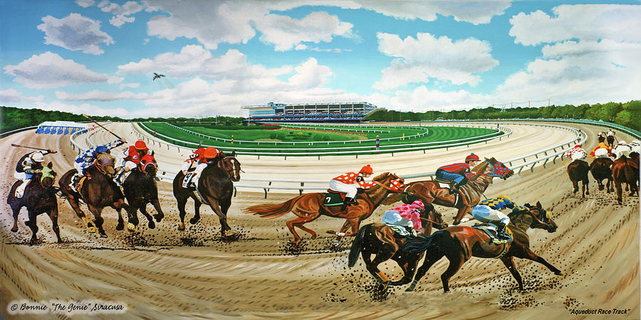 Aqueduct Race Track towel version Painting by Bonnie Siracusa
