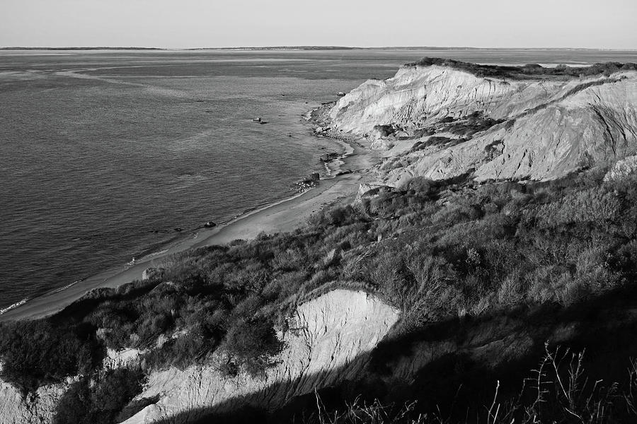 Sunset Photograph - Aquinnah Cliffs at Sunset Marthas Vineyard Cape Cod Black and White by Toby McGuire