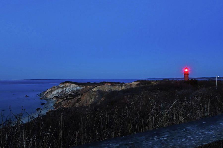 Aquinnah Cliffs at Sunset Marthas Vineyard Cape Cod Gay Head Lighthouse Night Photograph by Toby McGuire