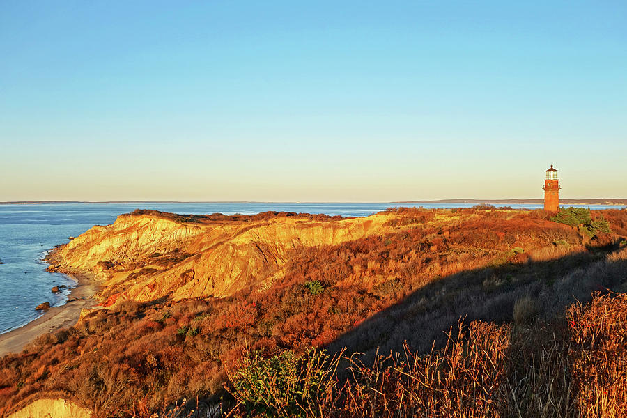 Sunset Photograph - Aquinnah Cliffs at Sunset Marthas Vineyard Cape Cod Gay Head Lighthouse by Toby McGuire