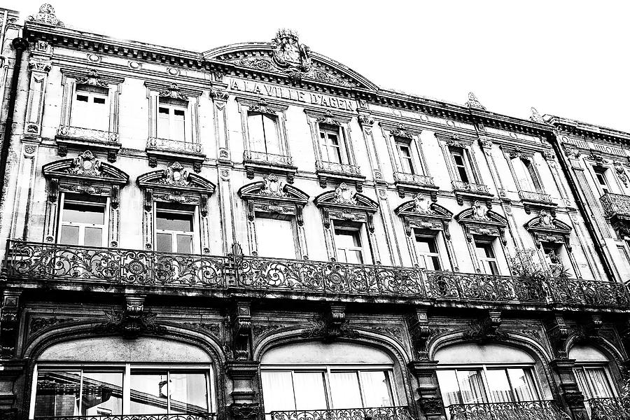 Aquitaine Art Nouveau Windows bw Photograph by Georgia Fowler