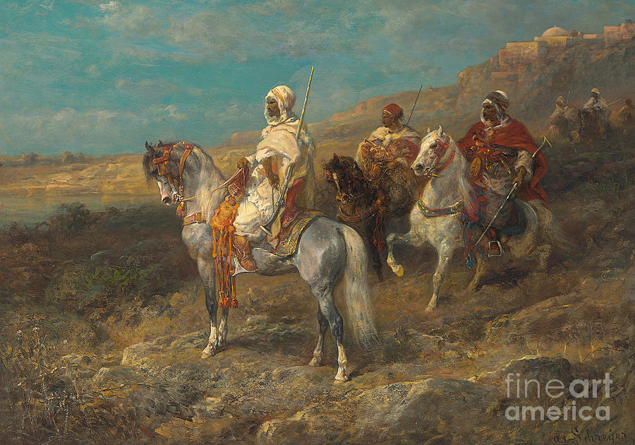 Arab on a White Horse Painting by Adolf Schreyer